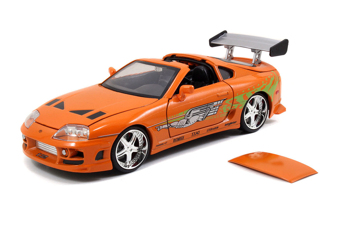 Model Kit Toyota Supra Metallic Orange with Brian Diecast Figure "Fast & Furious" Movie "Build N' Collect" 1/24 Diecast Model Car by Jada by Jada