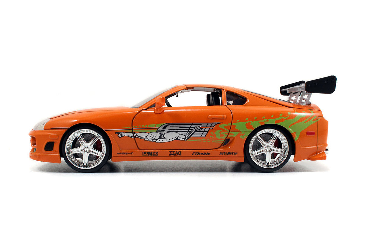 Model Kit Toyota Supra Metallic Orange with Brian Diecast Figure "Fast & Furious" Movie "Build N' Collect" 1/24 Diecast Model Car by Jada by Jada