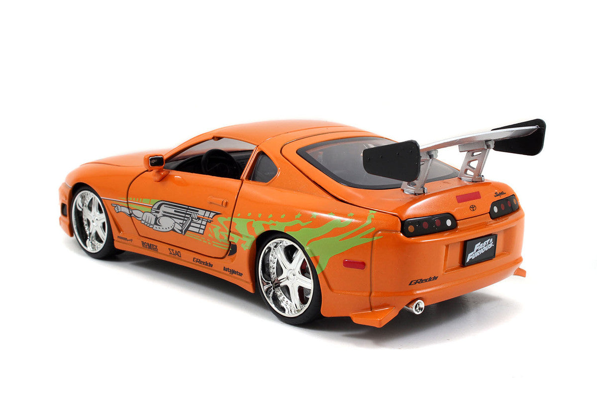 Model Kit Toyota Supra Metallic Orange with Brian Diecast Figure "Fast & Furious" Movie "Build N' Collect" 1/24 Diecast Model Car by Jada by Jada