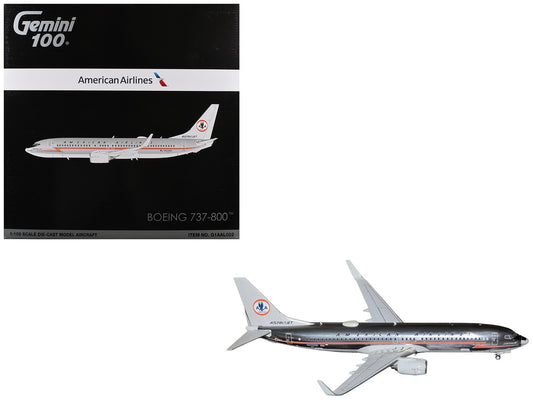 Boeing 737-800 Commercial Aircraft "American Airlines - American Heritage Jet" (N905NN) Silver with Red Stripes "Gemini 100" Series 1/100 Diecast Model Airplane by GeminiJets by GeminiJets