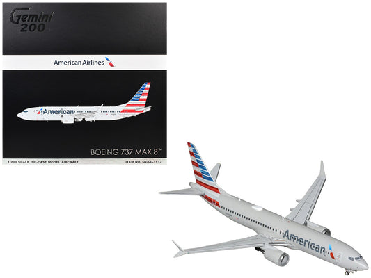 Boeing 737 MAX 8 Commercial Aircraft "American Airlines" (N326RP) Gray with Striped Tail "Gemini 200" Series 1/200 Diecast Model by GeminiJets by GeminiJets