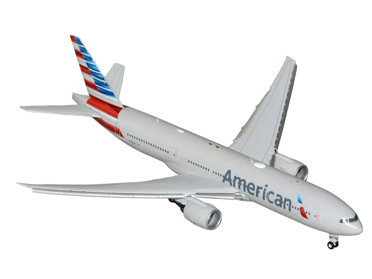 Boeing 777-200ER Commercial Aircraft with Flaps Down "American Airlines" (N788AN) Silver with Striped Tail "Gemini 200" 1/200 Diecast Model Airplane by GeminiJets by GeminiJets