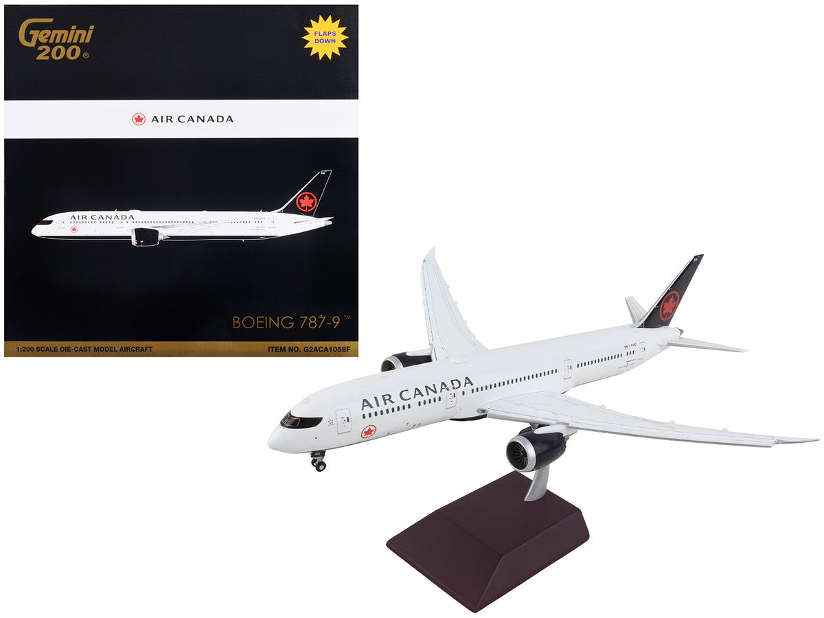 Boeing 787-9 Commercial Aircraft with Flaps Down "Air Canada" White with Black Tail "Gemini 200" Series 1/200 Diecast Model Airplane by GeminiJets by GeminiJets