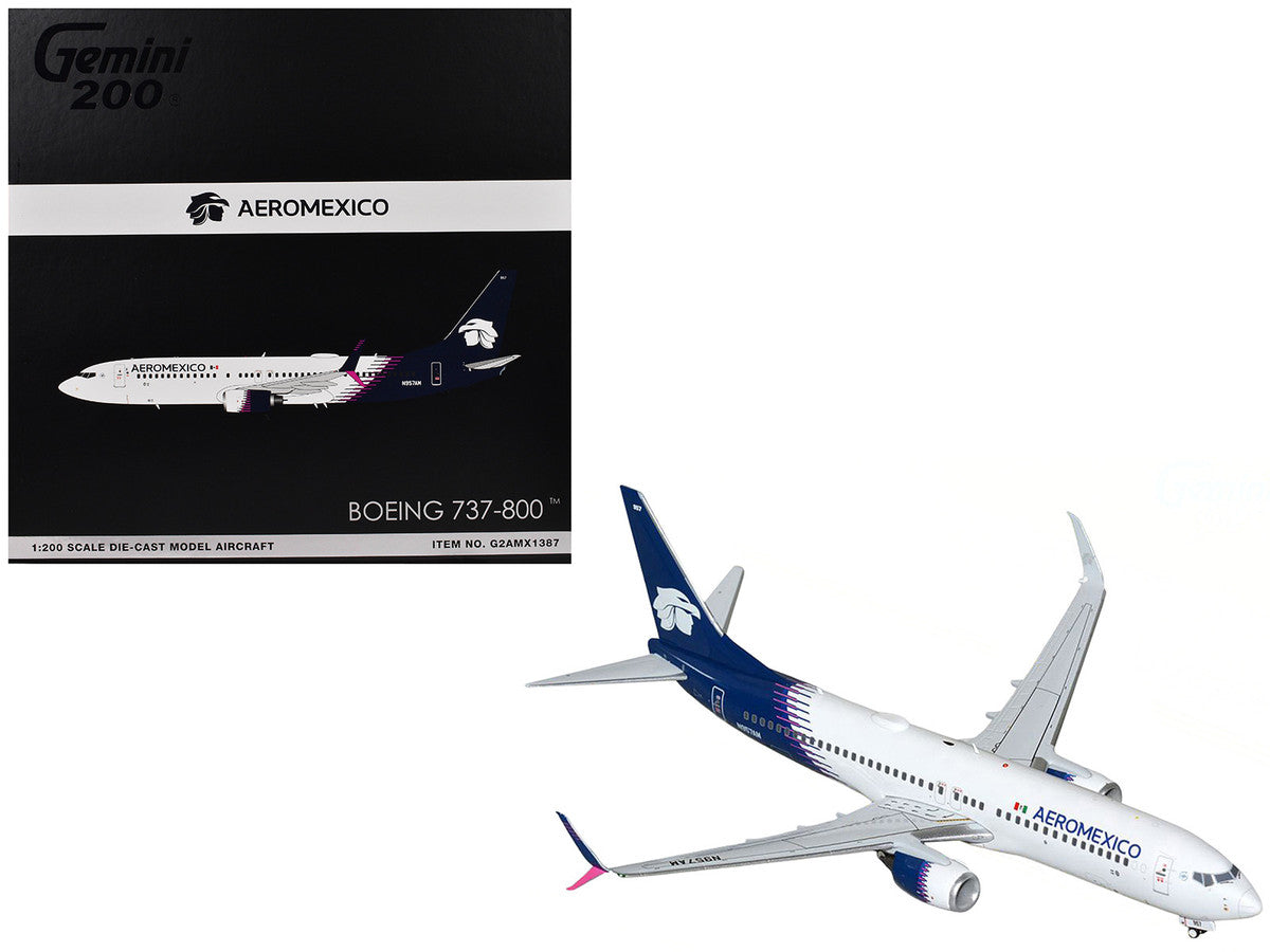 Boeing 737-800 Commercial Aircraft "AeroMexico" (N957AM) White with Dark Blue Tail "Gemini 200" Series 1/200 Diecast Model Airplane by GeminiJets by GeminiJets