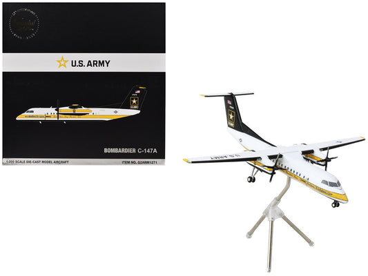 Bombardier C-147A Transport Aircraft "Golden Knights Parachute Team" United States Army (17-01610) White with Yellow Stripes and Black Tail "Gemini 200" Series 1/200 Diecast Model Airplane by GeminiJets by GeminiJets