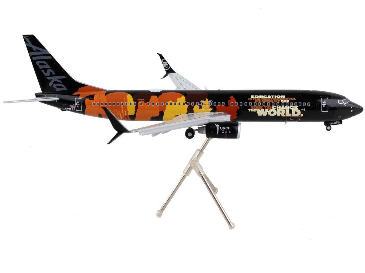 Boeing 737-900ER Commercial Aircraft with Flaps Down "Alaska Airlines - Our Commitment" Black with Graphics "Gemini 200" Series 1/200 Diecast Model Airplane by GeminiJets by GeminiJets