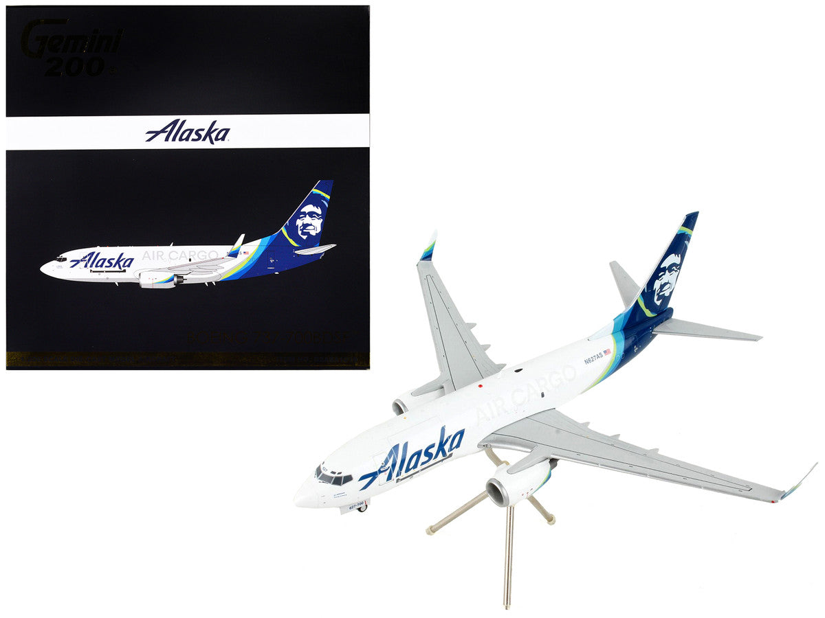 Boeing 737-700BDSF Commercial Aircraft "Alaska Air Cargo" White with Blue Tail "Gemini 200" Series 1/200 Diecast Model Airplane by GeminiJets by GeminiJets