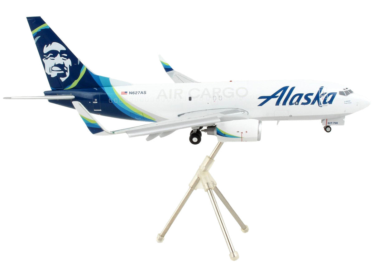 Boeing 737-700BDSF Commercial Aircraft with Flaps Down "Alaska Air Cargo" White with Blue Tail "Gemini 200" Series 1/200 Diecast Model Airplane by GeminiJets by GeminiJets