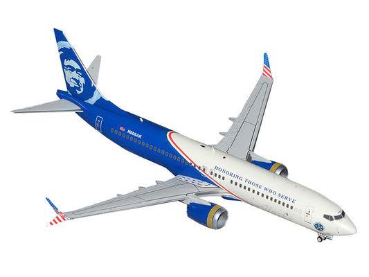 Boeing 737 MAX 8 Commercial Aircraft "Alaska Airlines - Honoring Those Who Serve" (N806AK) White and Blue "Gemini 200" Series 1/200 Diecast Model Airplane by GeminiJets by GeminiJets