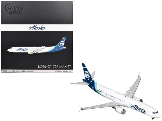 Boeing 737 MAX 9 Commercial Aircraft "Alaska Airlines" (N708AL) White with Blue Tail "Gemini 200" Series 1/200 Diecast Model Airplane by GeminiJets by GeminiJets