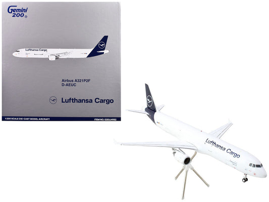 Airbus A321P2F Commercial Aircraft "Lufthansa Cargo" (D-AEUC) White with Blue Tail "Gemini 200" Series 1/200 Diecast Model Airplane by GeminiJets by GeminiJets
