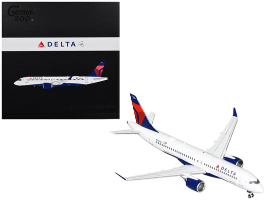 Airbus A220-300 Commercial Aircraft "Delta Air Lines" (N306DU) White with Red and Blue Tail "Gemini 200" Series 1/200 Diecast Model Airplane by GeminiJets by GeminiJets