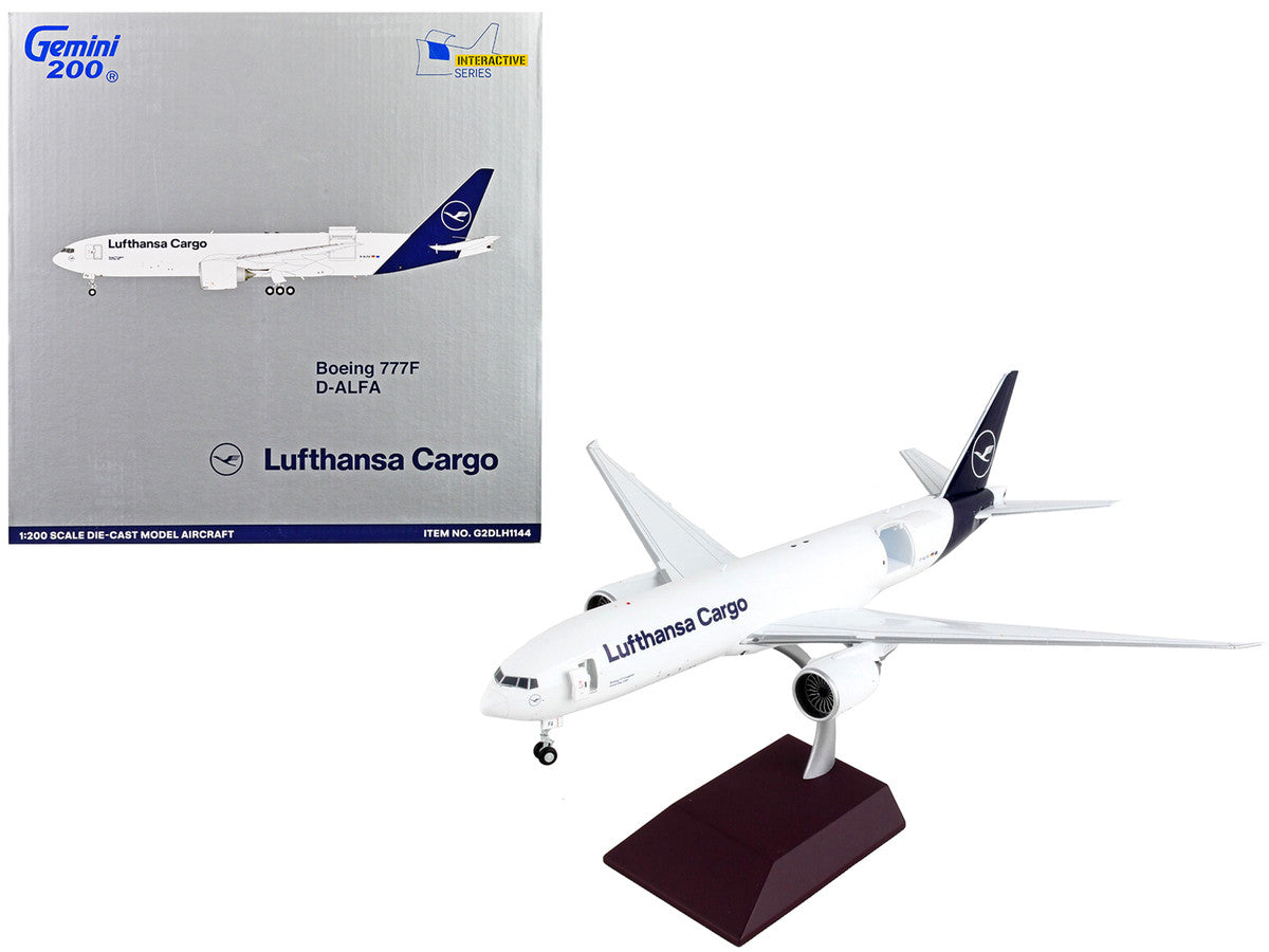 Boeing 777F Commercial Aircraft "Lufthansa Cargo" White with Blue Tail "Gemini 200 - Interactive" Series 1/200 Diecast Model Airplane by GeminiJets by GeminiJets