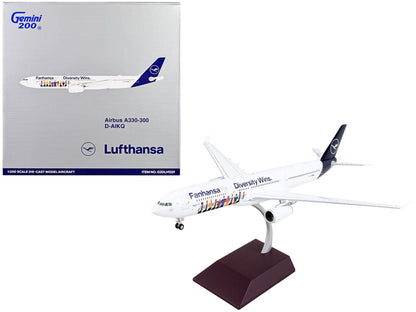 Airbus A330-300 Commercial Aircraft "Lufthansa - Diversity Wins" White with Blue Tail "Gemini 200" Series 1/200 Diecast Model Airplane by GeminiJets by GeminiJets
