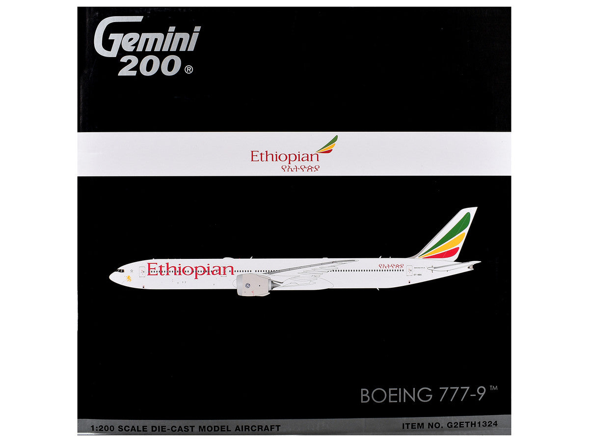 Boeing 777-9 Commercial Aircraft "Ethiopian Airlines" (ET-BBX) White with Tail Stripes "Gemini 200" Series 1/200 Diecast Model Airplane by GeminiJets by GeminiJets