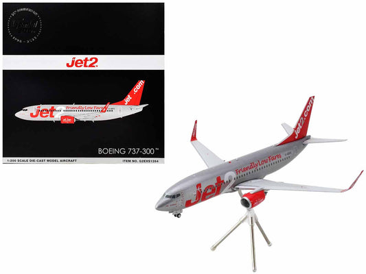 Boeing 737-300 Commercial Aircraft "Jet2" (G-GDFG) Gray Metallic with Red Tail "Gemini 200" Series 1/200 Diecast Model Airplane by GeminiJets by GeminiJets