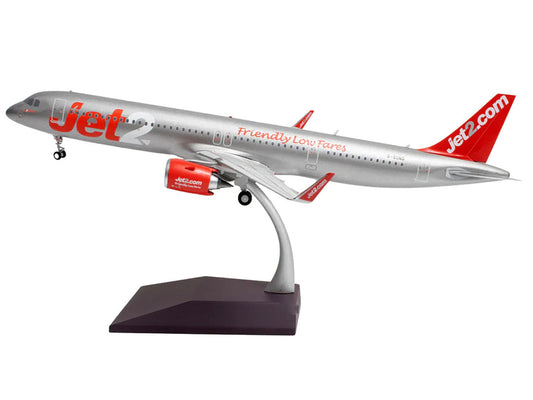 Airbus A321neo Commercial Aircraft "Jet2" (G-SUNO) Silver with Red Tail "Gemini 200" Series 1/200 Diecast Model Airplane by GeminiJets by GeminiJets