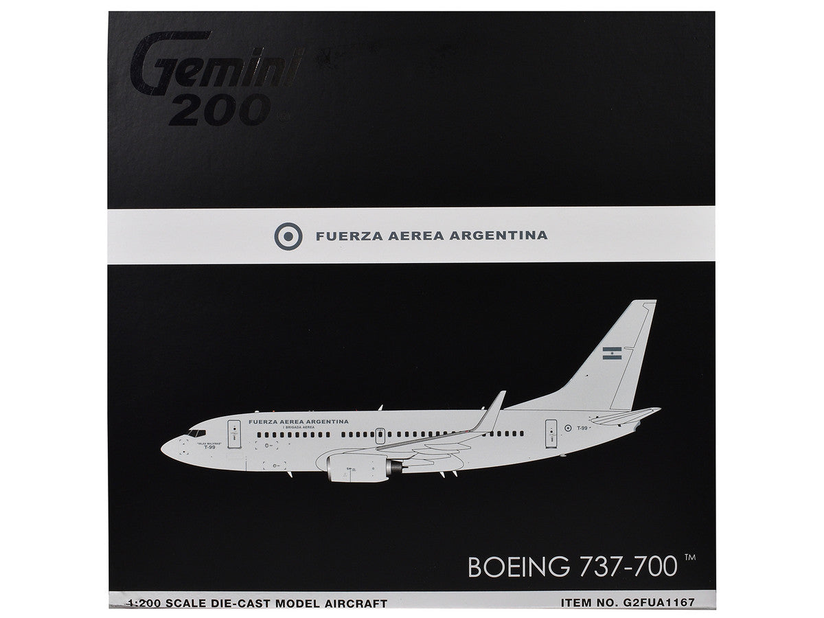 Boeing 737-700 Transport Aircraft "Fuerza Aerea Argentina (Air Force)" (T-99) Gray "Gemini 200" Series 1/200 Diecast Model Airplane by GeminiJets by GeminiJets