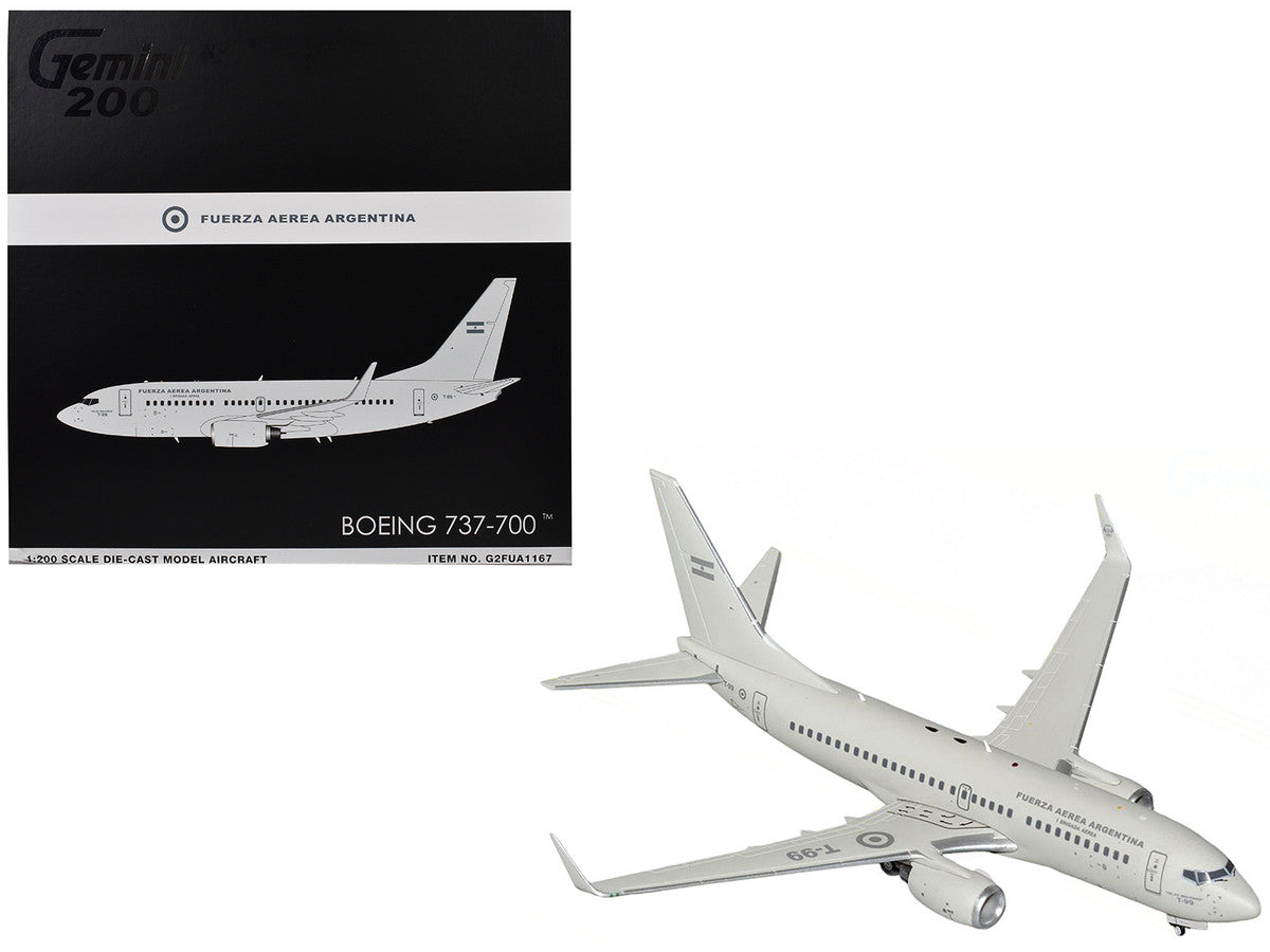 Boeing 737-700 Transport Aircraft "Fuerza Aerea Argentina (Air Force)" (T-99) Gray "Gemini 200" Series 1/200 Diecast Model Airplane by GeminiJets by GeminiJets