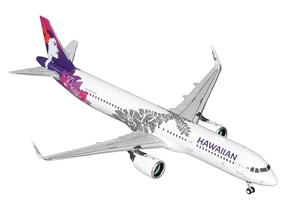 Airbus A321neo Commercial Aircraft "Hawaiian Airlines" (N209HA) White with Purple Tail and Graphics "Gemini 200" Series 1/200 Diecast Model Airplane by GeminiJets by GeminiJets