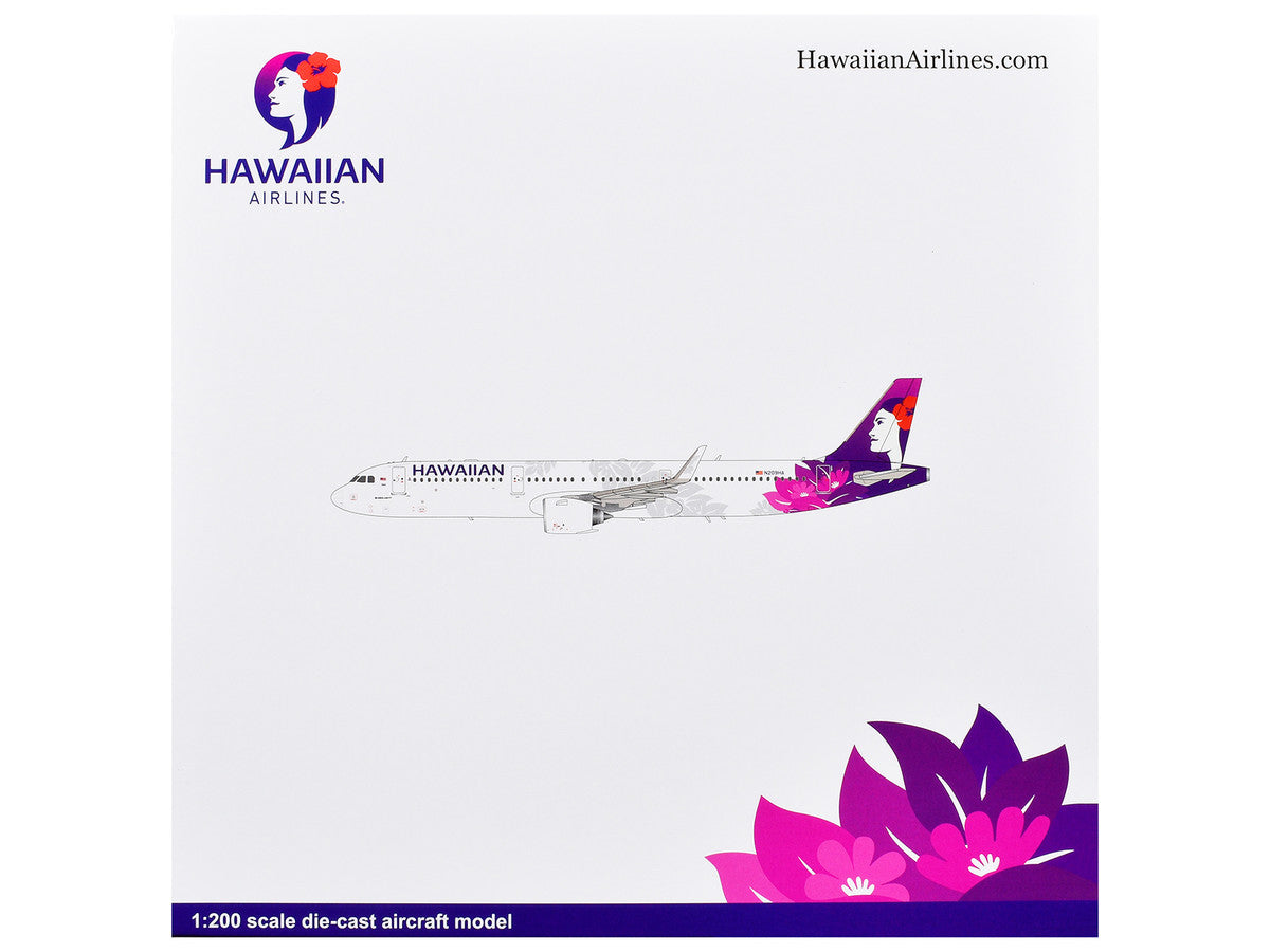 Airbus A321neo Commercial Aircraft "Hawaiian Airlines" (N209HA) White with Purple Tail and Graphics "Gemini 200" Series 1/200 Diecast Model Airplane by GeminiJets by GeminiJets
