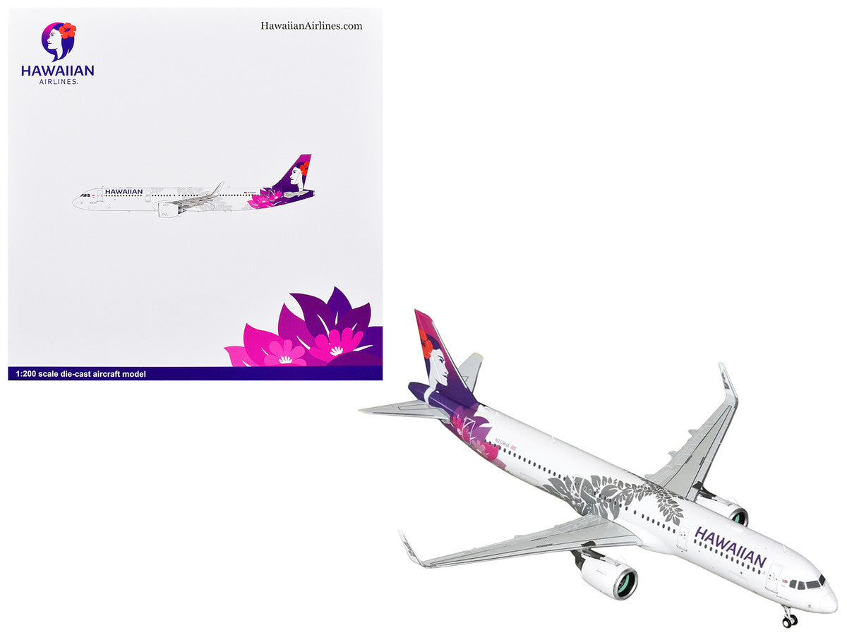 Airbus A321neo Commercial Aircraft "Hawaiian Airlines" (N209HA) White with Purple Tail and Graphics "Gemini 200" Series 1/200 Diecast Model Airplane by GeminiJets by GeminiJets