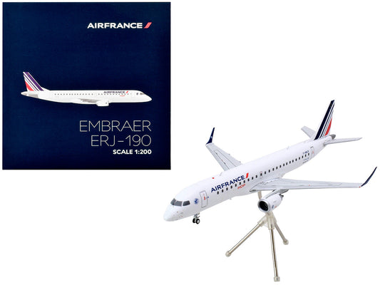 Embraer ERJ-190 Commercial Aircraft "Air France Hop" (F-HBLN) White with Striped Tail "Gemini 200" Series 1/200 Diecast Model Airplane by GeminiJets by GeminiJets