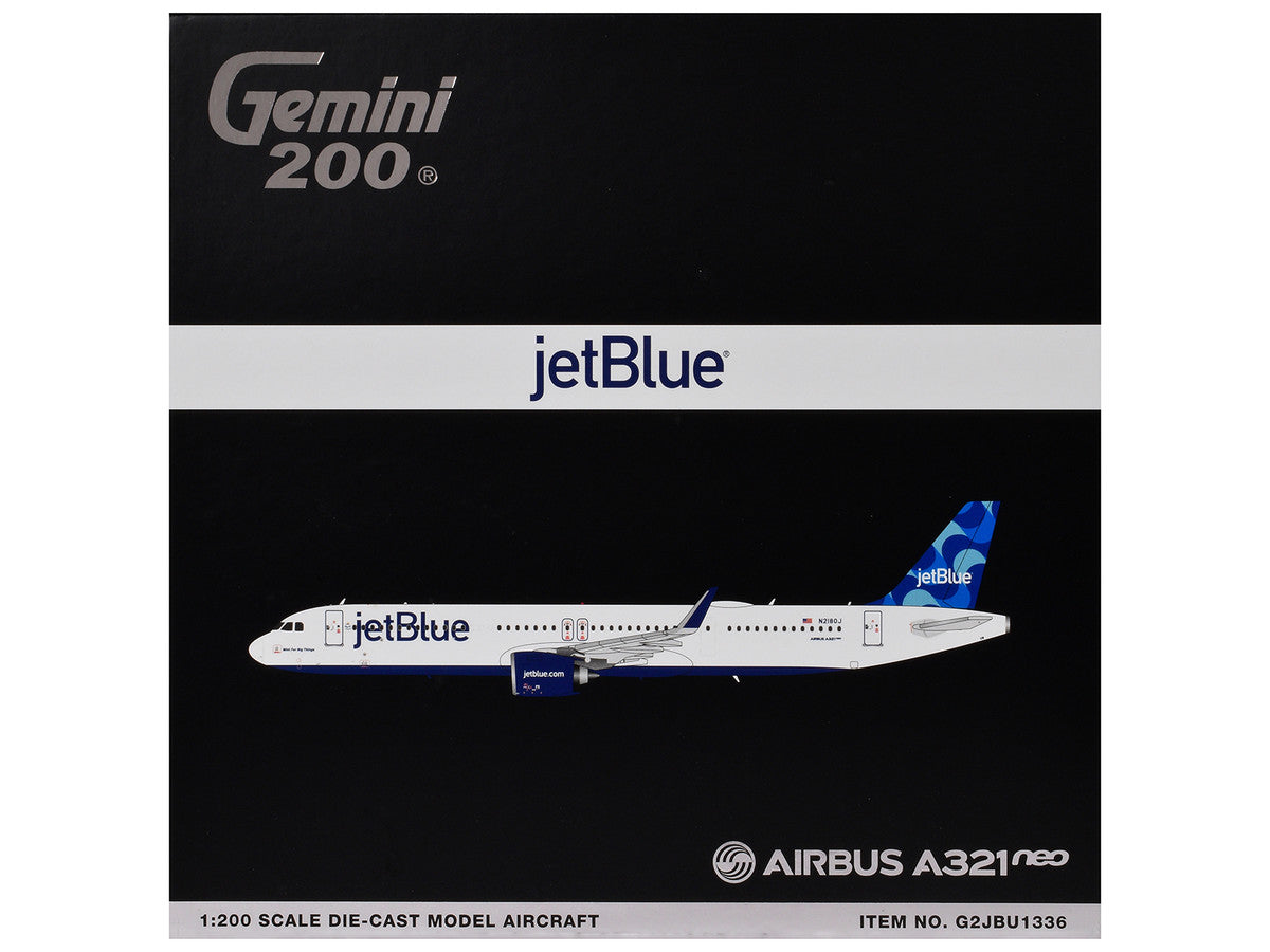 Airbus A321neo Commercial Aircraft "JetBlue Airways" (N2180J) White with Blue Tail "Gemini 200" Series 1/200 Diecast Model by GeminiJets by GeminiJets