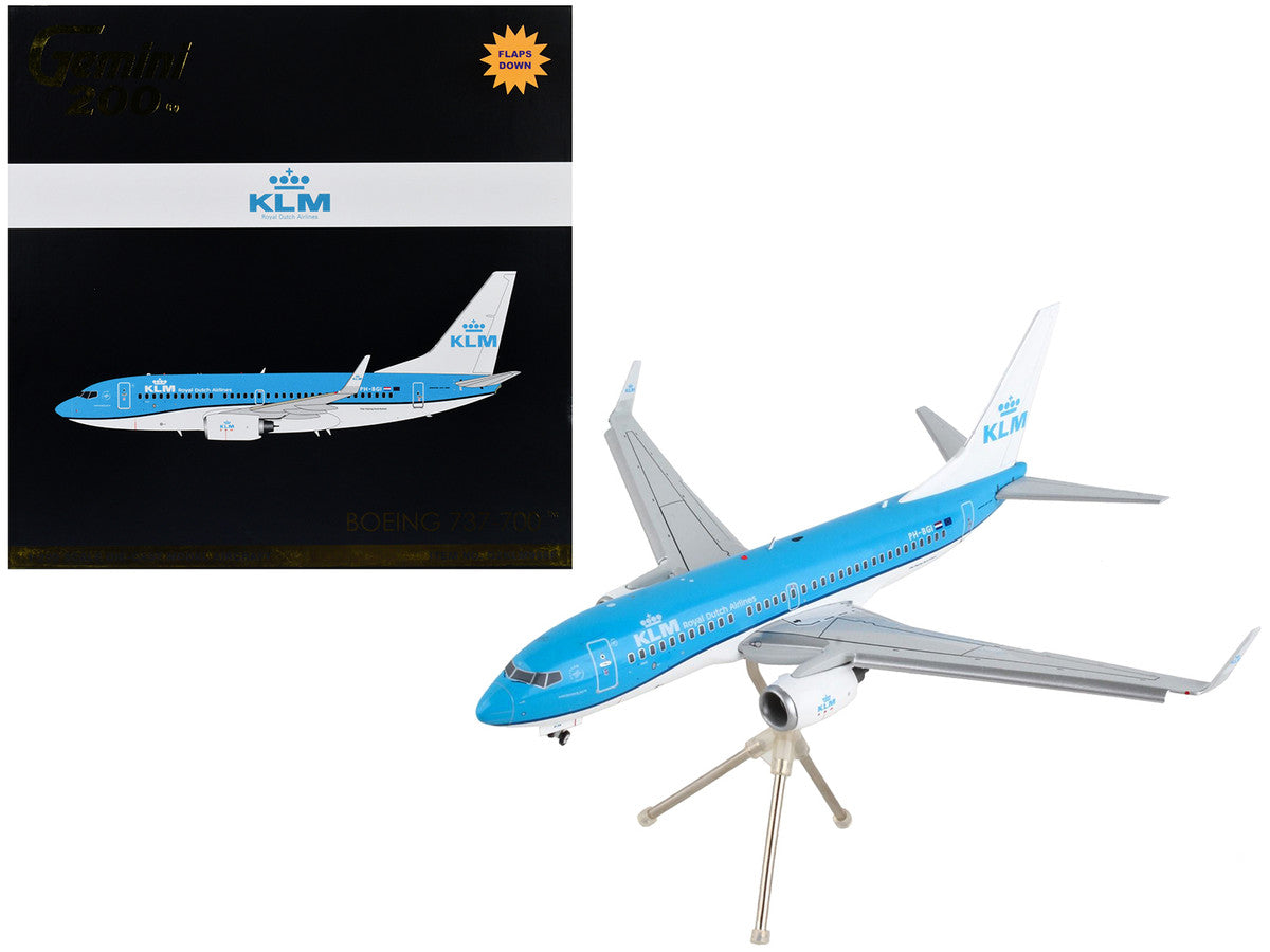 Boeing 737-700 Commercial Aircraft with Flaps Down "KLM Royal Dutch Airlines" Blue with White Tail "Gemini 200" Series 1/200 Diecast Model Airplane by GeminiJets by GeminiJets