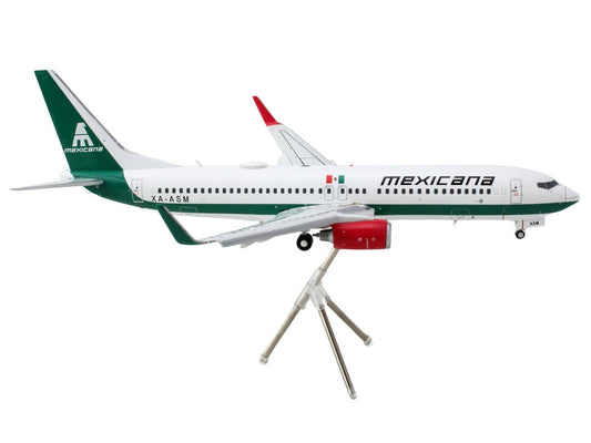 Boeing 737-800 Commercial Aircraft with Flaps Down "Mexicana" (XA-ASM) White with Green Stripes "Gemini 200" Series 1/200 Diecast Model Airplane by GeminiJets by GeminiJets