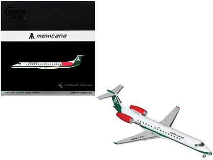 Embraer ERJ-145 Commercial Aircraft "Mexicana de Aviacion" (XA-MBR) White with Green Stripes and Tail "Gemini 200" Series 1/200 Diecast Model by GeminiJets by GeminiJets