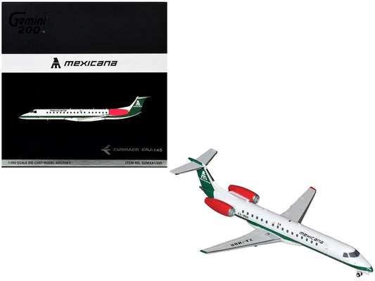 Embraer ERJ-145 Commercial Aircraft "Mexicana de Aviacion" (XA-MBR) White with Green Stripes and Tail "Gemini 200" Series 1/200 Diecast Model by GeminiJets by GeminiJets