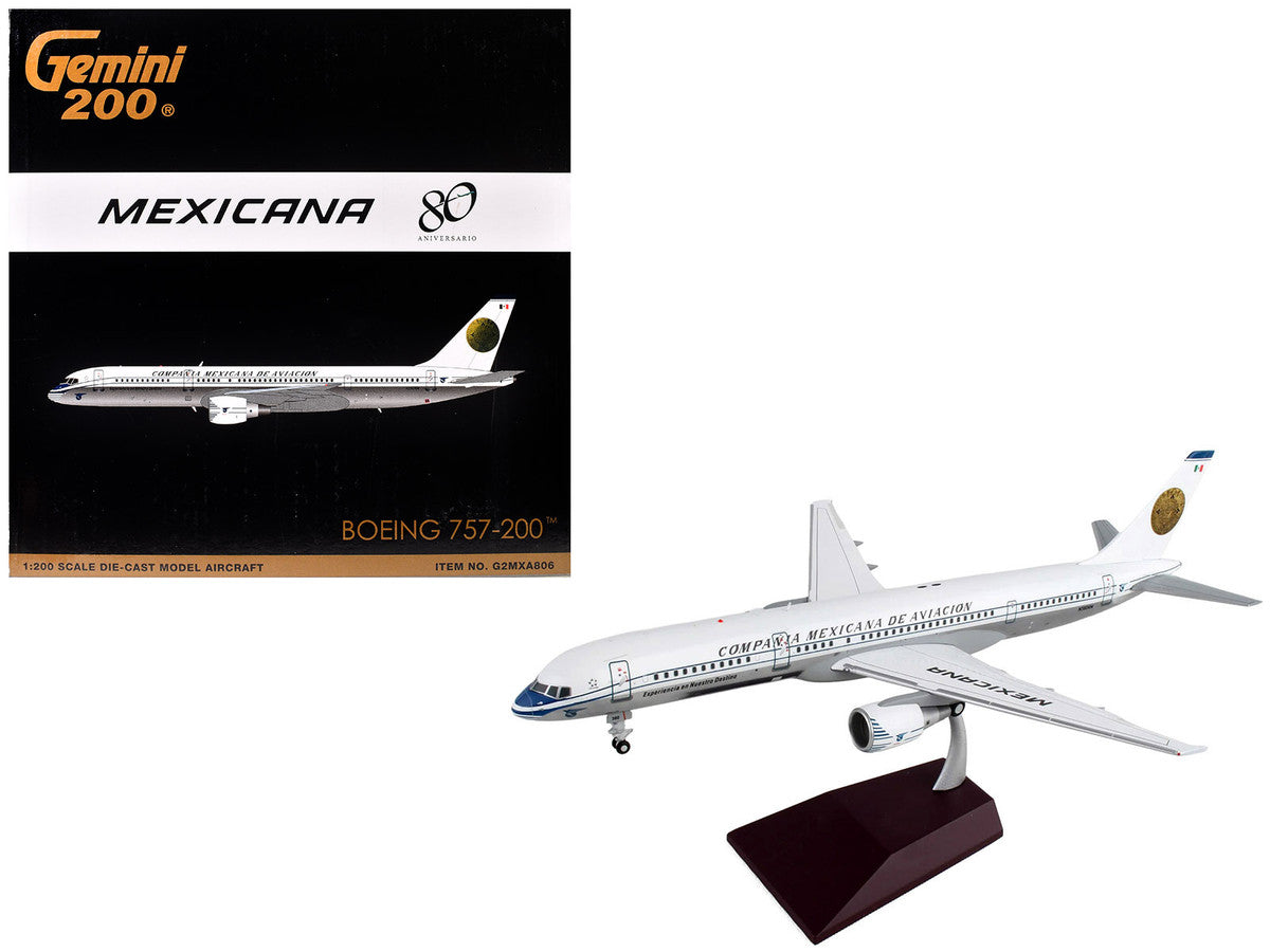 Boeing 757-200 Commercial Aircraft "Mexicana Retro Livery" (N380RM) White with Tail Graphics "Gemini 200" Series 1/200 Diecast Model Airplane by GeminiJets by GeminiJets