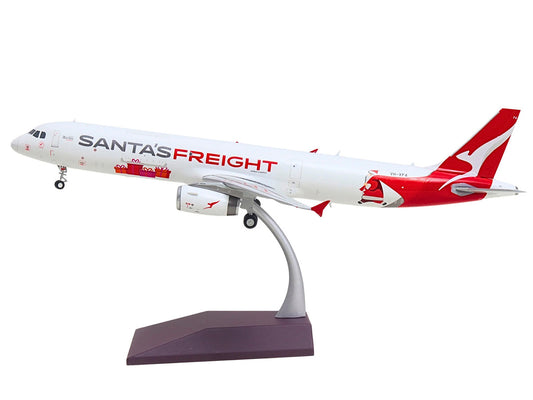 Airbus A321P2F Commercial Aircraft "Qantas Freight - Santa’s Freight" (VH-XF4) White with Graphics and Red Tail "Gemini 200" Series 1/200 Diecast Model by GeminiJets by GeminiJets