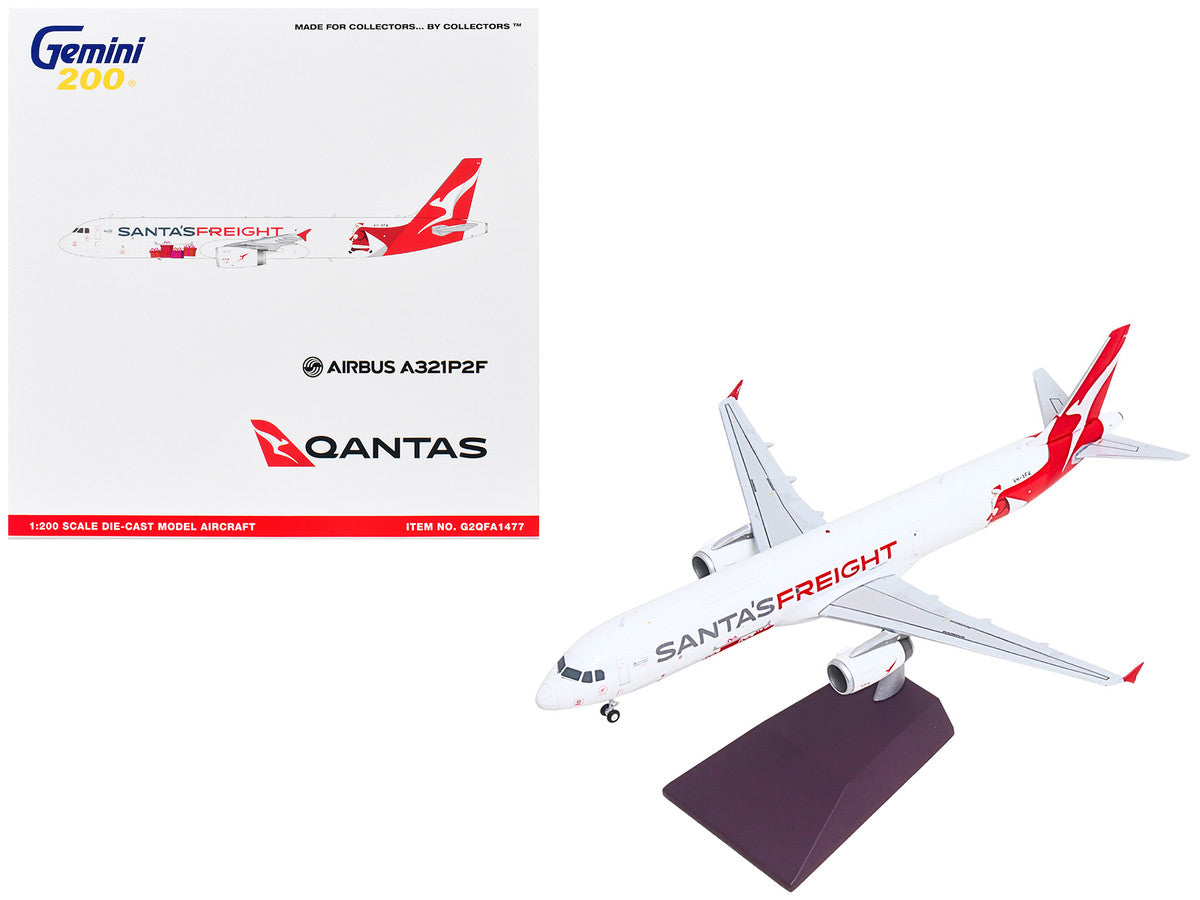 Airbus A321P2F Commercial Aircraft "Qantas Freight - Santa’s Freight" (VH-XF4) White with Graphics and Red Tail "Gemini 200" Series 1/200 Diecast Model by GeminiJets by GeminiJets