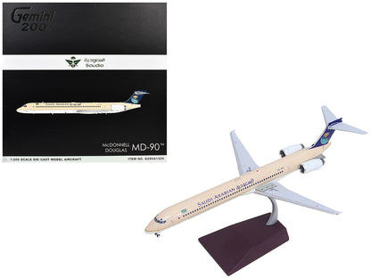 McDonnell Douglas MD-90 Commercial Aircraft "Saudia Airlines" (HZ-API) Beige with Blue Tail "Gemini 200" Series 1/200 Diecast Model by GeminiJets