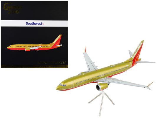 Boeing 737 MAX 8 Commercial Aircraft "Southwest Airlines" Gold and Red "Gemini 200" Series 1/200 Diecast Model Airplane by GeminiJets by GeminiJets