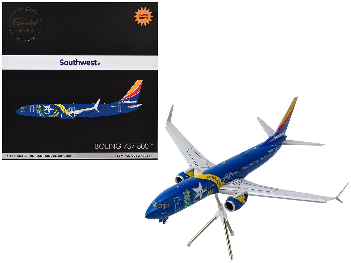 Boeing 737-800 Commercial Aircraft with Flaps Down "Southwest Airlines - Nevada One" (N8646B) Blue with Tail Stripes "Gemini 200" Series 1/200 Diecast Model Airplane by GeminiJets by GeminiJets