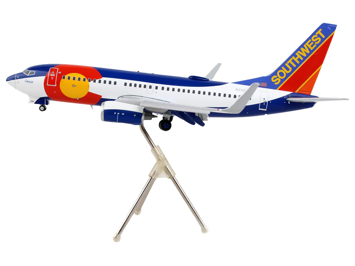 Boeing 737-700 Commercial Aircraft with Flaps Down Configuration "Southwest Airlines - Colorado One" (N230WN) White and Blue "Gemini 200" Series 1/200 Diecast Model Airplane by GeminiJets by GeminiJets