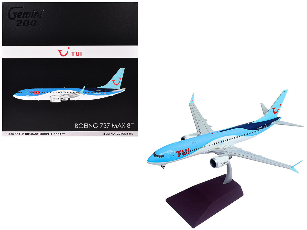 Boeing 737 MAX 8 Commercial Aircraft "TUI Airways" (G-TUMY) Blue and White "Gemini 200" Series 1/200 Diecast Model Airplane by GeminiJets by GeminiJets