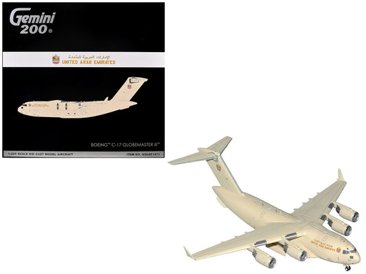 Boeing C-17 Globemaster III Transport Aircraft "United Arab Emirates Air Force" (1228) Beige "Gemini 200" 1/200 Diecast Model Airplane by GeminiJets by GeminiJets