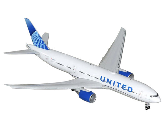 Boeing 777-200ER Commercial Aircraft with Flaps Down "United Airlines" (N798UA) White with Blue Tail "Gemini 200" Series 1/200 Diecast Model by GeminiJets by GeminiJets