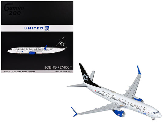 Boeing 737-800 Commercial Aircraft "United Airlines Star Alliance" (N76516) White with Black Tail "Gemini 200" Series 1/200 Diecast Model Airplane by GeminiJets by GeminiJets
