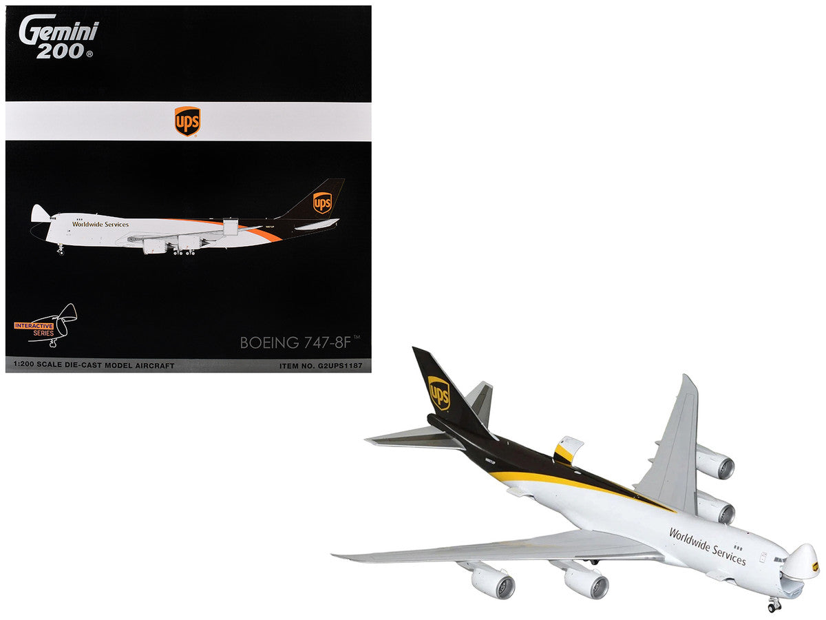 Boeing 747-8F Commercial Aircraft "UPS Worldwide Services" (N607UP) White with Brown Tail "Gemini 200 - Interactive Series" Series 1/200 Diecast Model by GeminiJets by GeminiJets