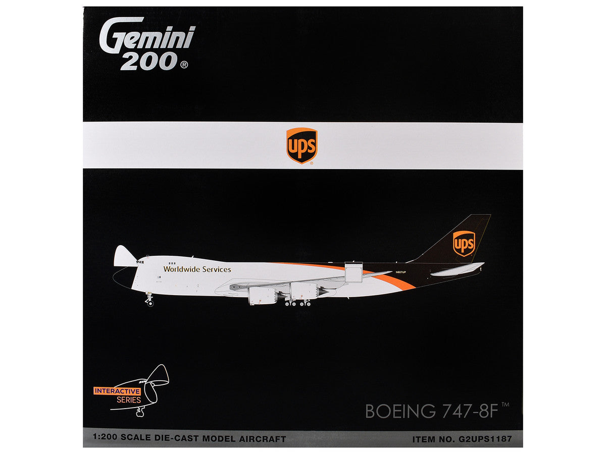 Boeing 747-8F Commercial Aircraft "UPS Worldwide Services" (N607UP) White with Brown Tail "Gemini 200 - Interactive Series" Series 1/200 Diecast Model by GeminiJets by GeminiJets
