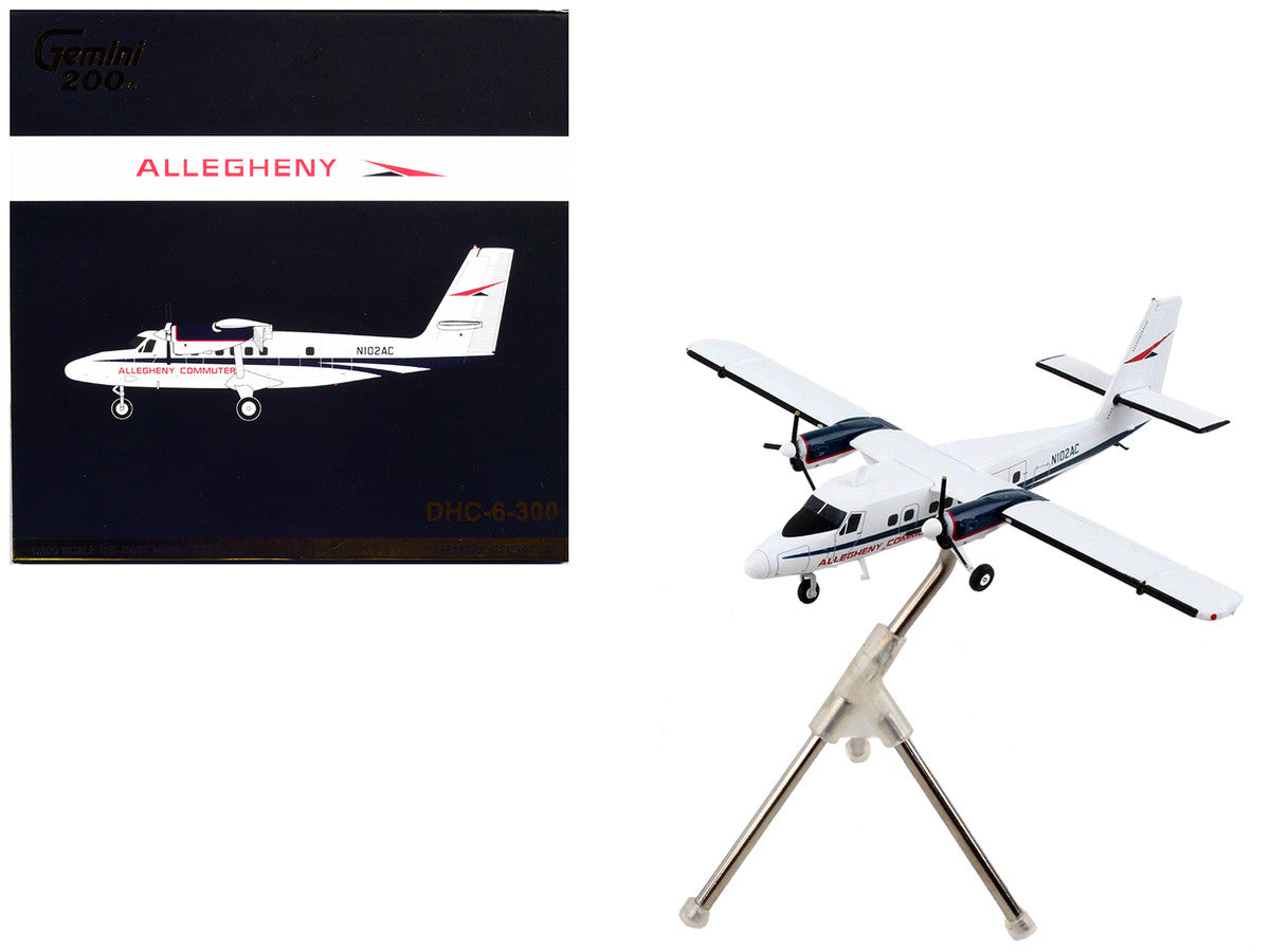 De Havilland DHC-6-300 Commercial Aircraft "Allegheny Airlines" White with Blue Stripes "Gemini 200" Series 1/200 Diecast Model Airplane by GeminiJets by GeminiJets