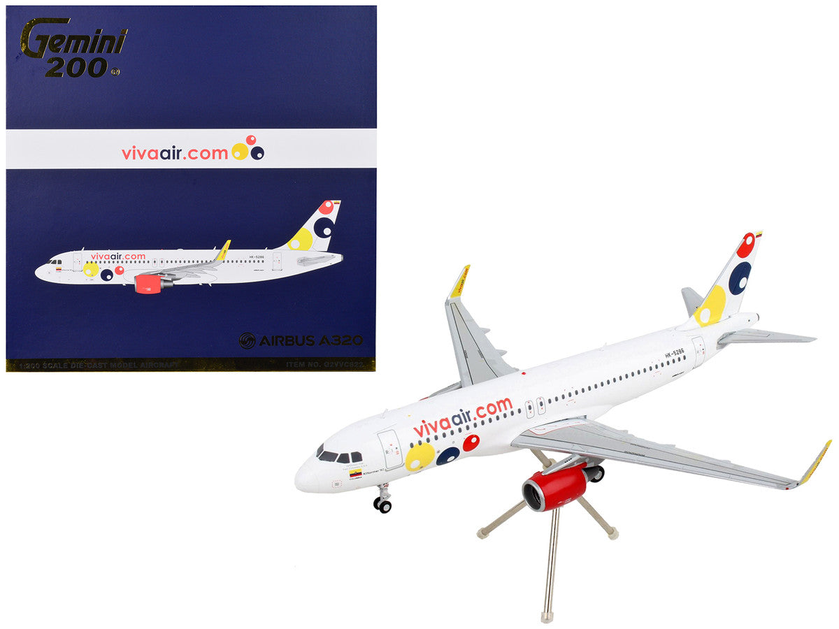 Airbus A320 Commercial Aircraft "Viva Air" White with Tail Graphics "Gemini 200" Series 1/200 Diecast Model Airplane by GeminiJets by GeminiJets
