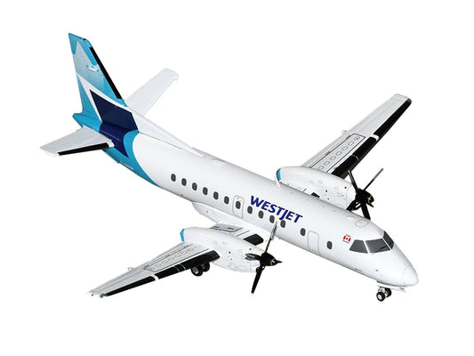 Saab 340B Commercial Aircraft "WestJet" (C-GOIA) White with Blue Stripes and Tail "Gemini 200" Series 1/200 Diecast Model Airplane by GeminiJets by GeminiJets