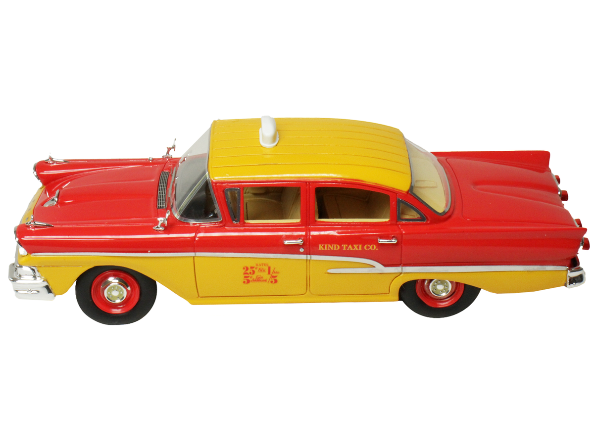 1958 Ford Custom 300 Taxi Cab "Kind Taxi Co." Red and Yellow with Yellow Interior Limited Edition to 200 pieces Worldwide 1/43 Model Car by Goldvarg Collection by Goldvarg Collection