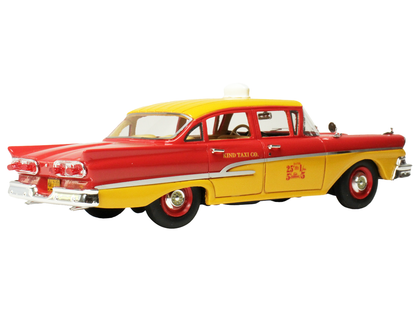 1958 Ford Custom 300 Taxi Cab "Kind Taxi Co." Red and Yellow with Yellow Interior Limited Edition to 200 pieces Worldwide 1/43 Model Car by Goldvarg Collection by Goldvarg Collection